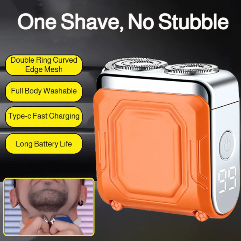 Men'S Portable Dual Ring Magnetic Suspension Shaver Type-C Charging Intelligent Digital Display Waterproof Shaver