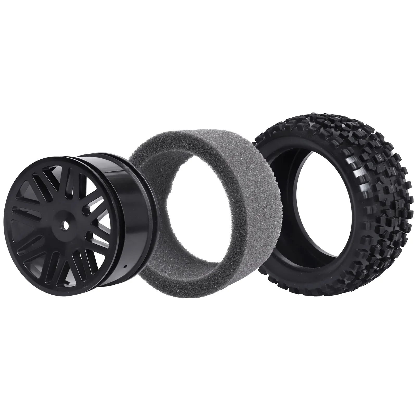 HobbyPark Front & Rear Wheels and Tires Off Road Buggy Tyres For 1/10 Redcat Shockwave, Tornado Epx,S30 12mm Hex Hub with Foam