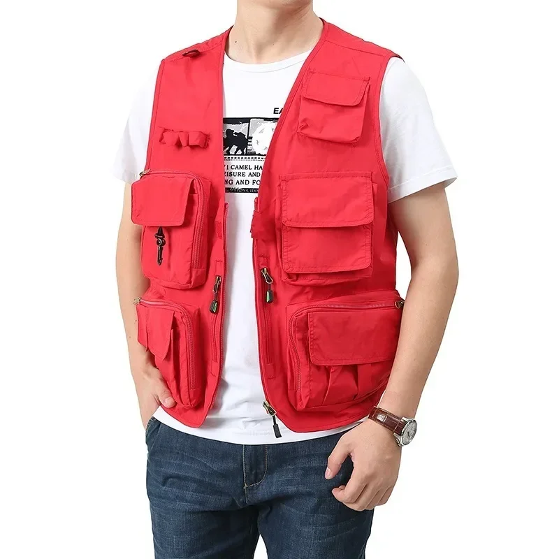 

Outdoor Zip Vest Sleeveless Jacket Work Multi Pocket Multi-pockets Wear MAN Multi-pocket Camping Padding Hunting Men Fashion