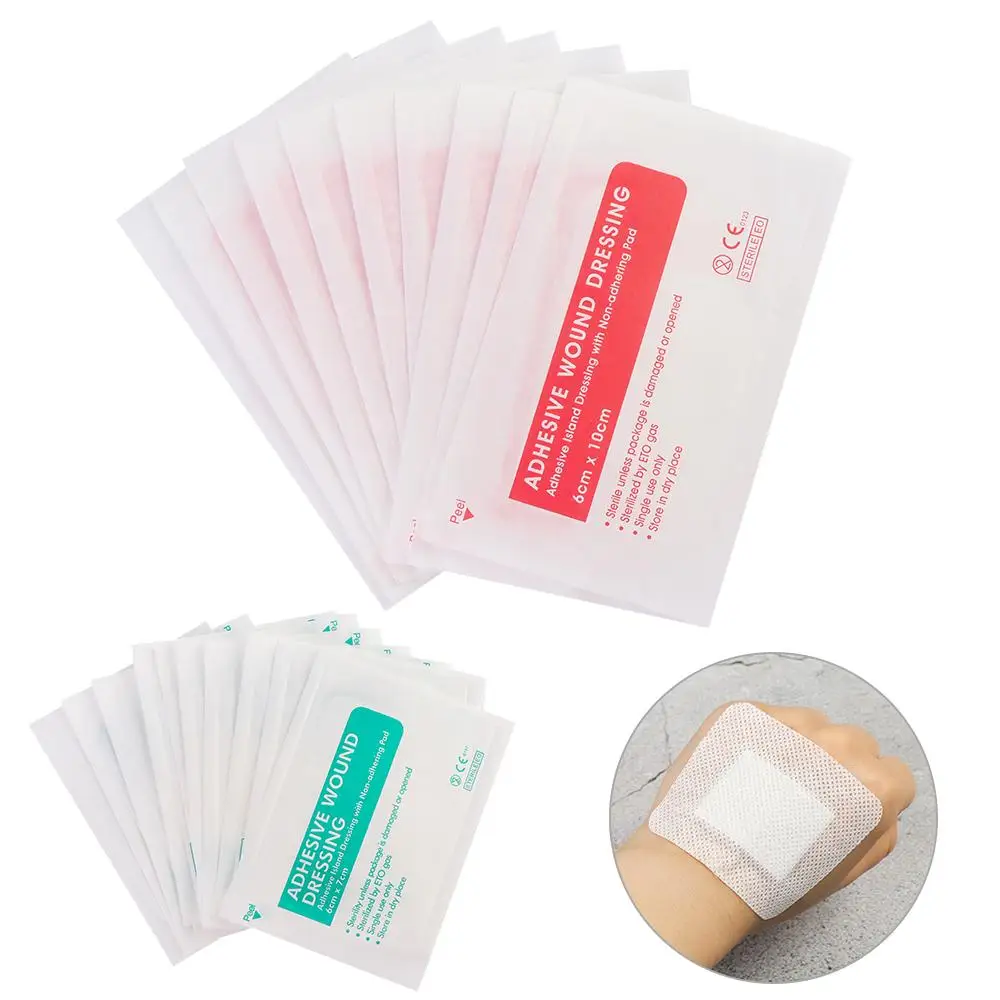 10/50Pcs 6x7cm 6x10cm Breathable Non-woven Self-adhesive Wound Dressing Band Aid Bandage Large Wound Aid Wound Hemostasis