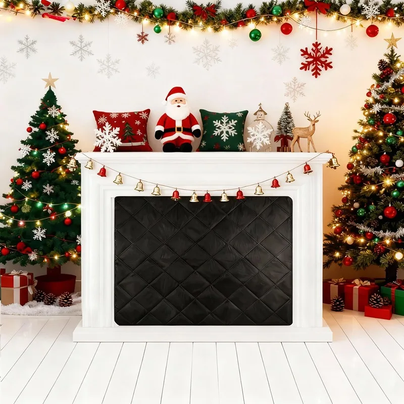 Velcro Fireplace Cover Blocks Cold Air From Entering Providing Insulation, Energy Saving, and Dust-Proof Decoration for Home Use