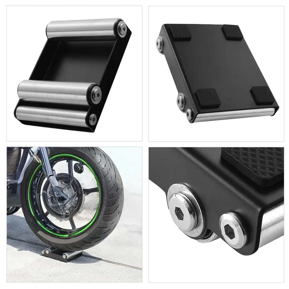 

Motorcycle Tire Cleaning Bracket Tire Bracket Tire Wash Bracket Portable Chain Clean Roller Metal Black