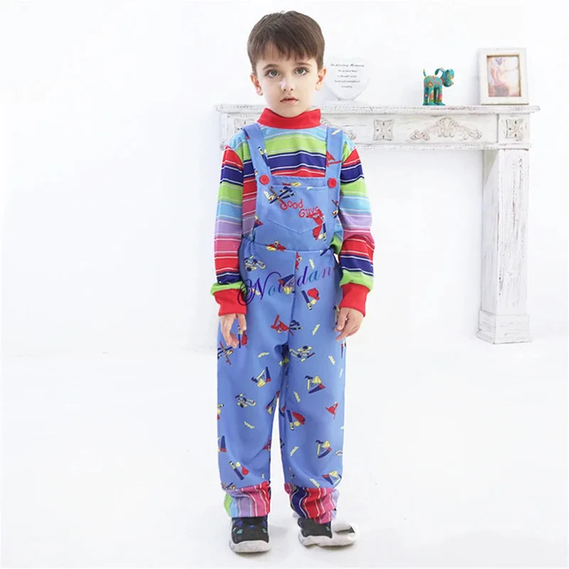 

qq023Baby Boys Girls Child Play Cosplay Good Guys Bride of Chucky Horror Ghost Halloween Costume Dress Kids