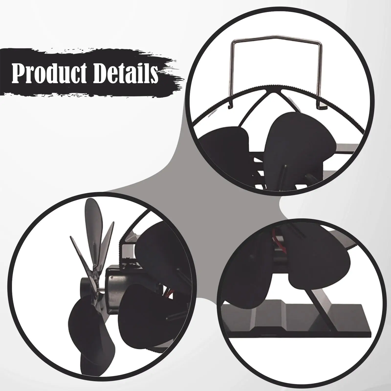 

Вентилятор для дровяной печи, работающий от тепла, прочный, эффективный, без электричества, с обдувом на 270 градусов