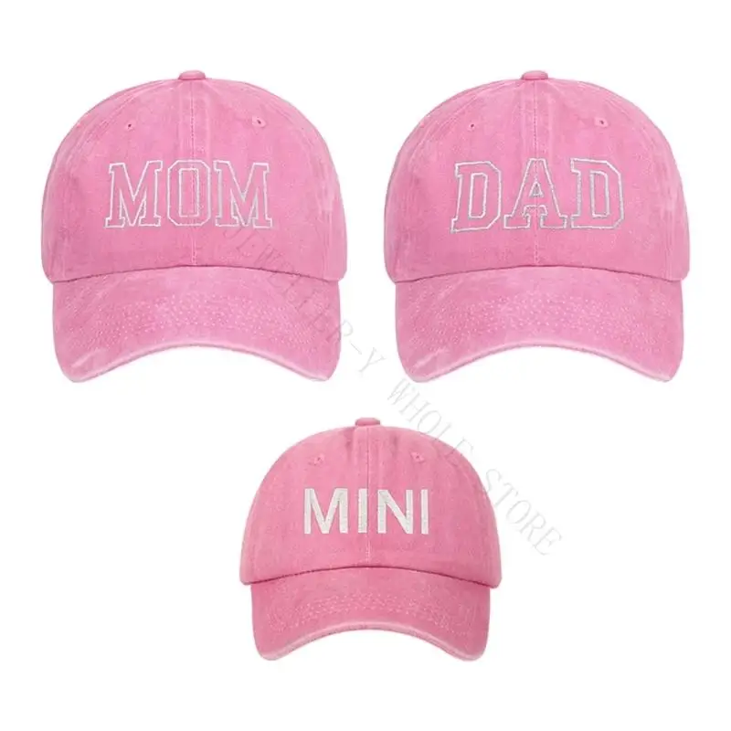 R7UF 3Pcs Retros Embroidery Baseball Hat Comfortable Washing Cotton Cap with Adjustable Strap For Parents And Kids