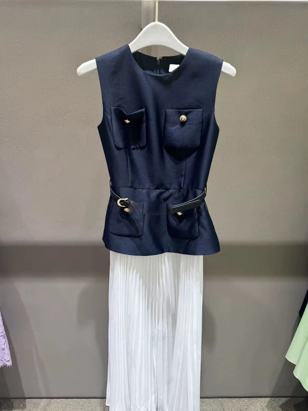 Heidd SP2025 Summer Blue And White Stripe Satin Svel Dr High Waist A-Line Long Dr Commute Sle Pure Color round ...