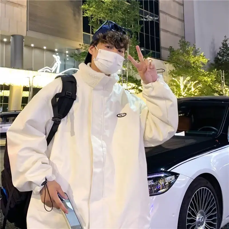 Men's Loose Fit Lamb Fur Jaet Polyester Filled Autumn Winter Korean Sle Trendy Cotton Coat with Fce  Thi Outer...