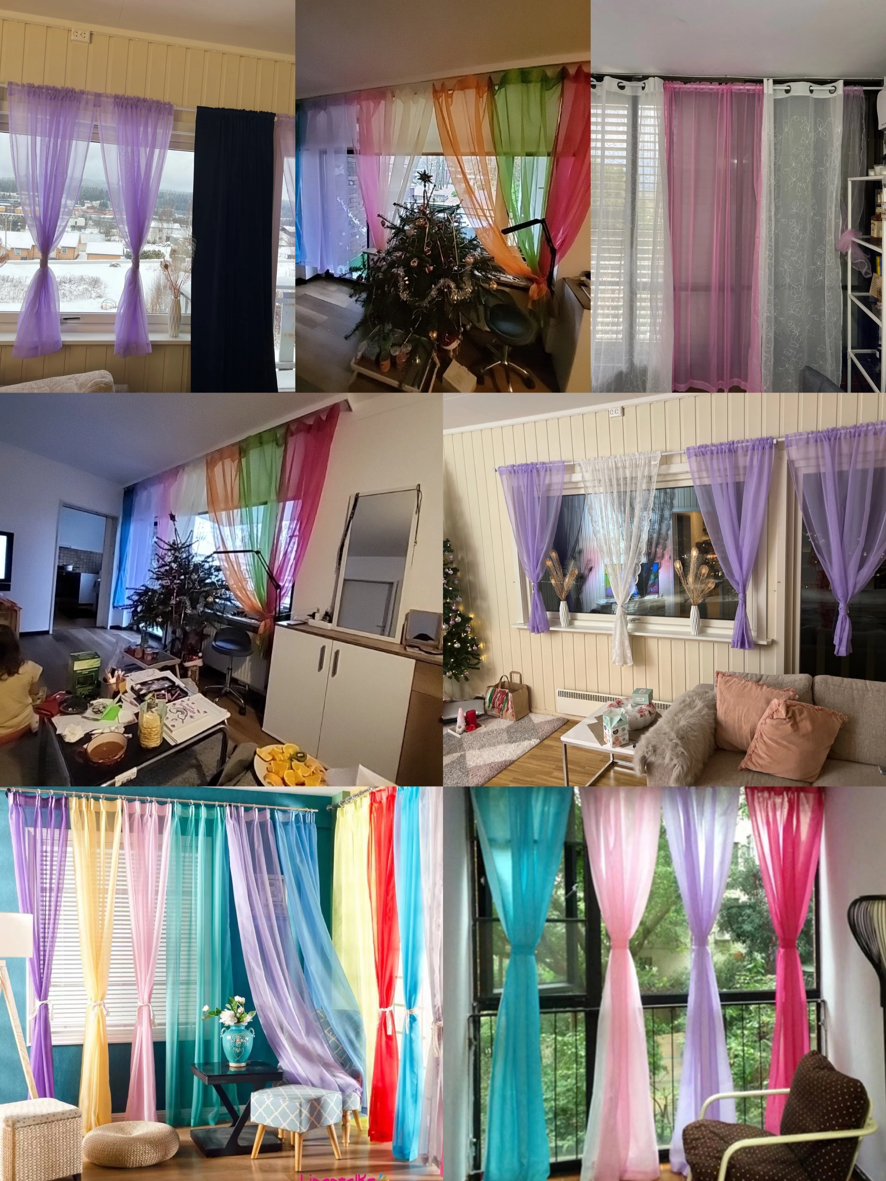 Curtain White Purple String Curtains Pure Color Tulle Bedroom Window Door Divider Sheer Drape Wedding Decoration