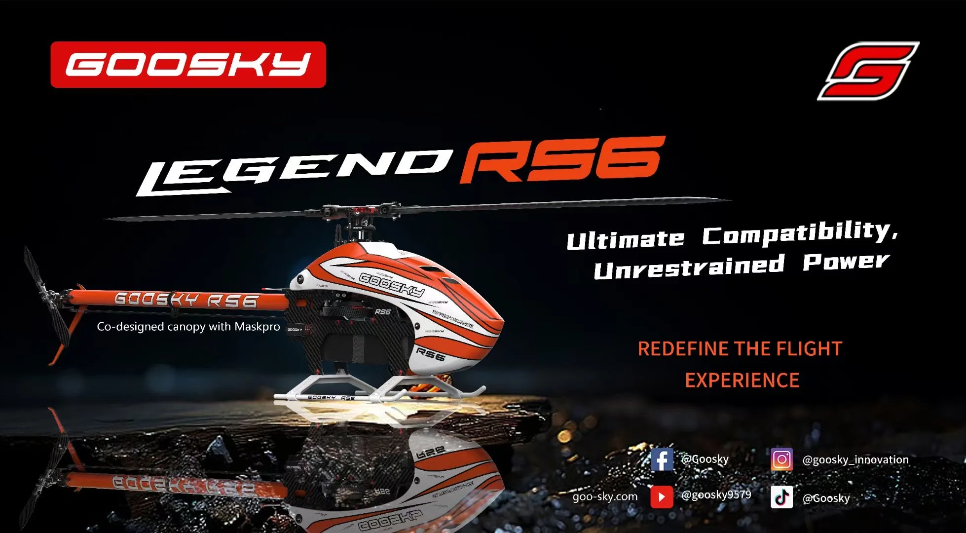 Disponibile Goosky LEGEND RS6 600 Kit elicottero RC 3D Flybarless