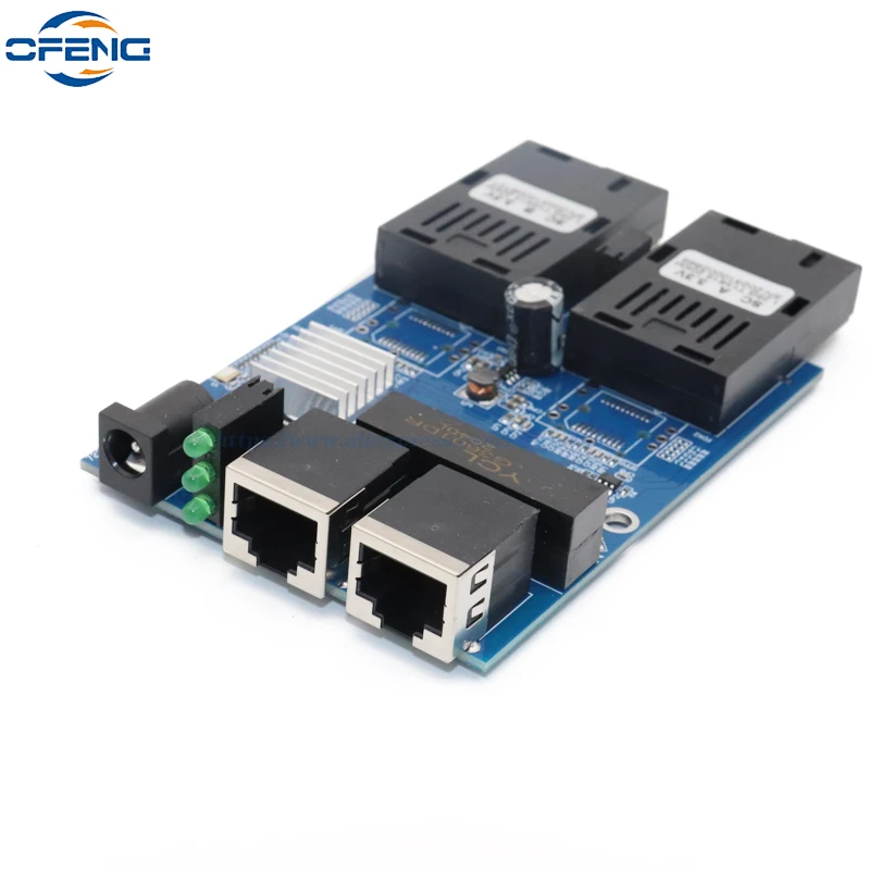 Interruptor de fibra Gigabit Ethernet, Conversor de mídia óptica, UTP, 2 SC, 2SC, 2RJ45, 10 m, 100 m, 1000m, PCB