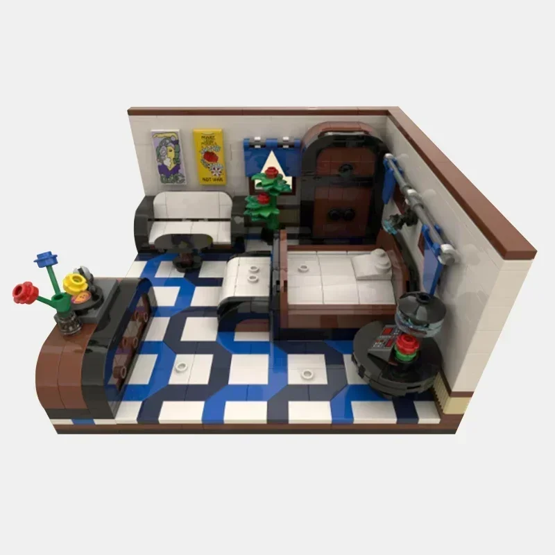 ChristmasLittle Diorama modelo Moc ladrillos de construcción cocina y dormitorio moderno tecnología bloque Modular regalo juguete DIY conjunto de montaje