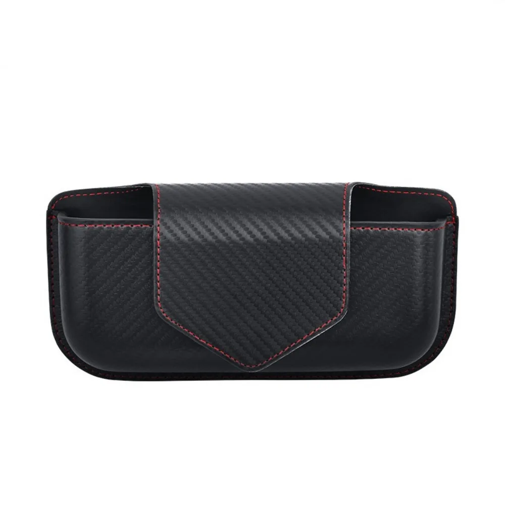 Magnetic Car Glasses Case PU Leather Eyewear Protector Auto Sun Visor Glasses Holder Card Ticket Holder Wear-Resistant
