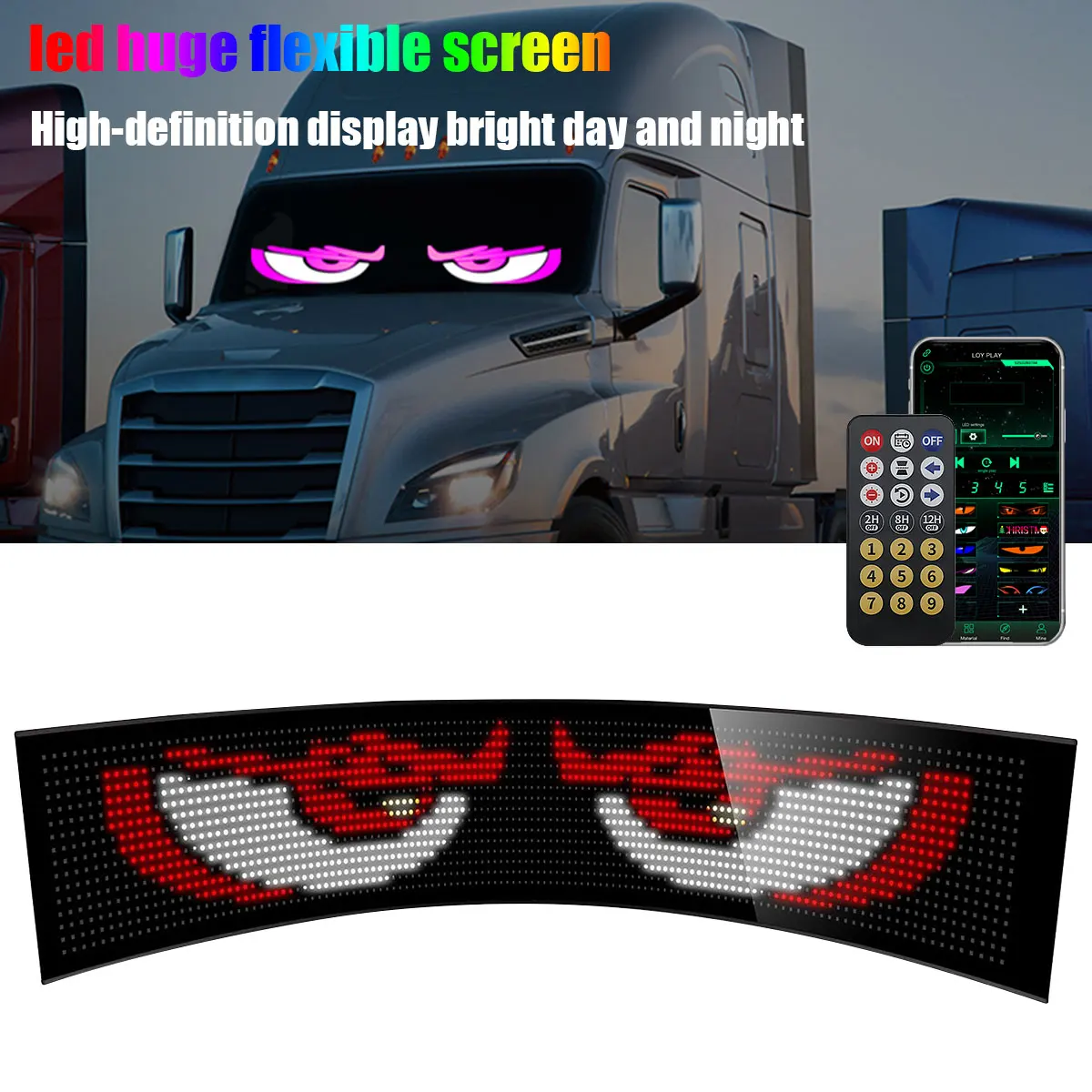 

1pc Truck LED Giant Flexible Screen USB Evil Eyes Matrix Pixel Panel Display Light DIY APP Remote Control Text Animation Display