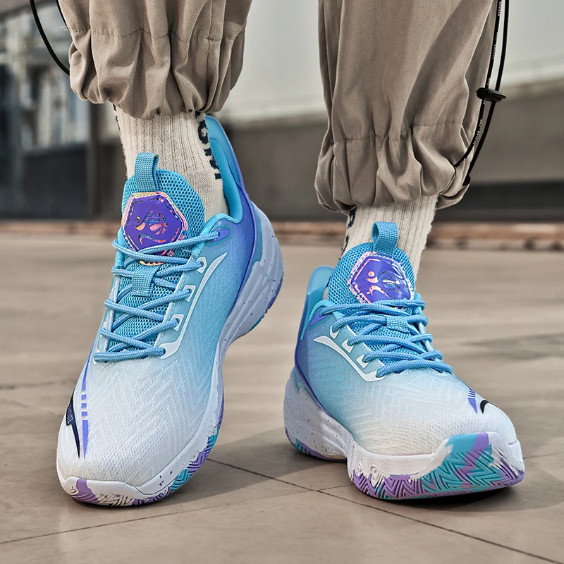 Men's High Top Basketball Shoes Autumn Winter Woven Mesh Non‑Slip Rubber Outsole Cushion Sneakers for School Sports Training