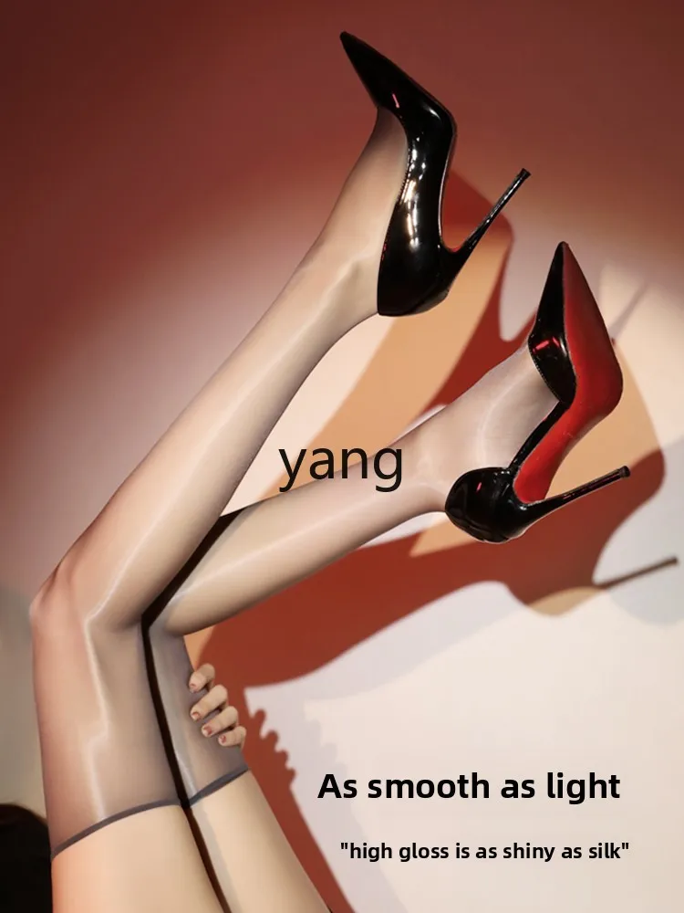 LMM stockings women's summer ultra-thin anti-hook oil-shiny high tube over the knee white silk oil-shiny socks