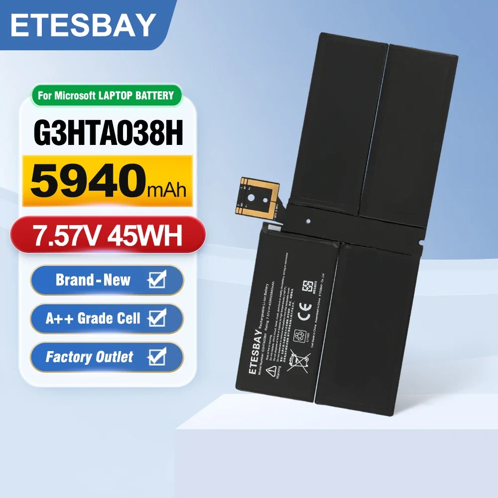 G3HTA038H DYNM02 Laptop Battery 7.57V 5940mAh for Microsoft Surface Pro 5 1796,Pro 6 1807 1809 12.3'' Series Tablet