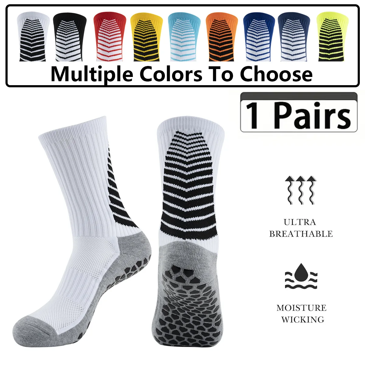 

1 pair of football socks, adhesive anti slip practical training socks, towel bottom short tube thick professional sports socks