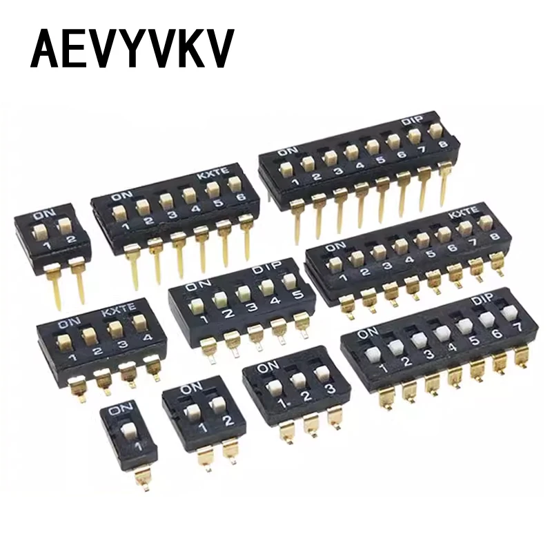 10pcs/lot Slide Type SMT SMD Dip Switch, 2.54mm Pitch 2 Row 4 Pin 2 Position / 8 pin 4 Position / 16 pin 8 Position