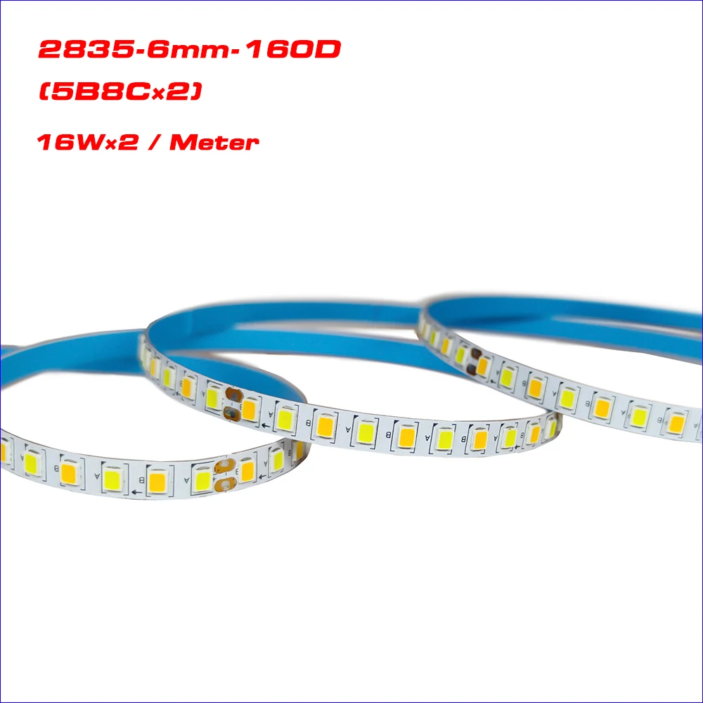 

High Quality SANAN (2 solder joints) 5 meters 2835-6mm-5B8CX2 200mA 2835 LED strip constant current 3Colors LED ribbon 16W×2/M