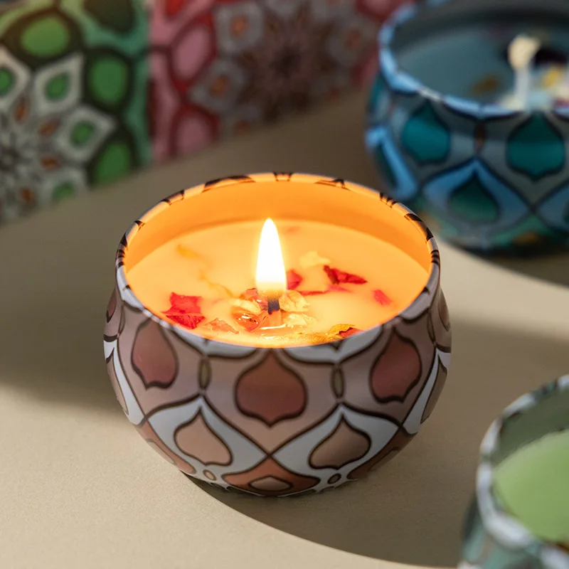 

Scented Candle Set Gift Islamic Arabian Patterns Fragrance Candle Jar DIY Smokeless Couples Romantic Incense Candles
