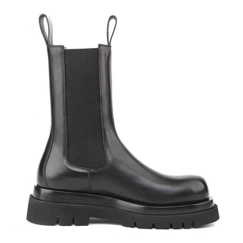 Men's Chelsea Boots Platform High Top Heels Man Gothic Sneakers Leather Boots Vintage Trendy Designer Shoe