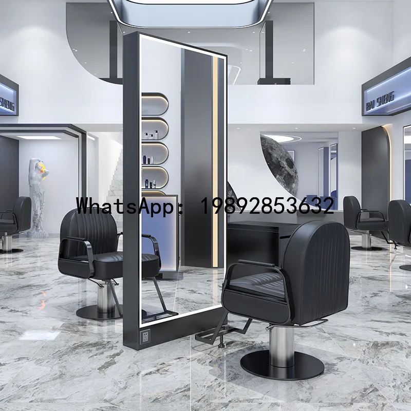 TQH Barber Shop Mirror Floor-standing Hair Salon Mirror Stand Perm and Dye Mirror Single and Double-sided High-end Hair