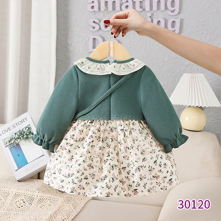 Spring Autumn Baby Girls Sweet Lace Princess Dress Children Kids Infants Flower Long Sleeve Dresses Baby Girls Cloths