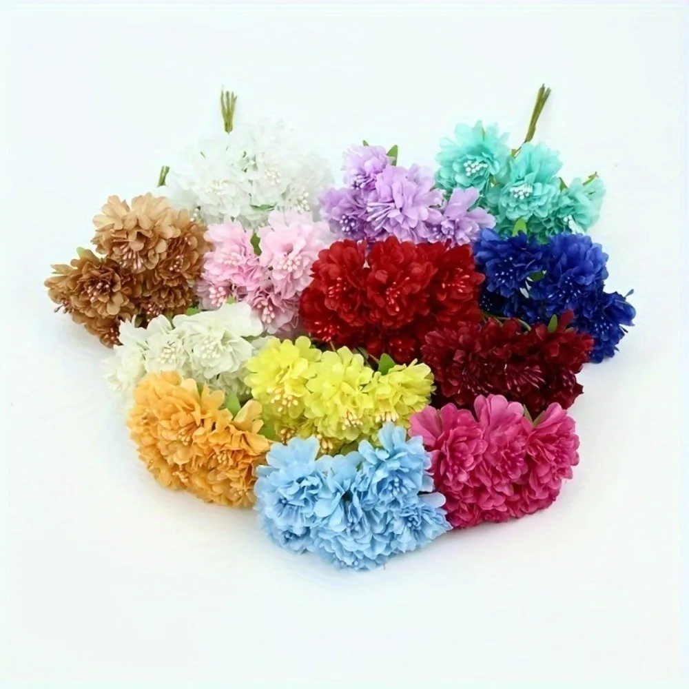 

6 Heads Artificial Carnation Bouquet Silk Small Bundle Hydrangea Bouquet DIY Floral Materials Soft Home Decoration