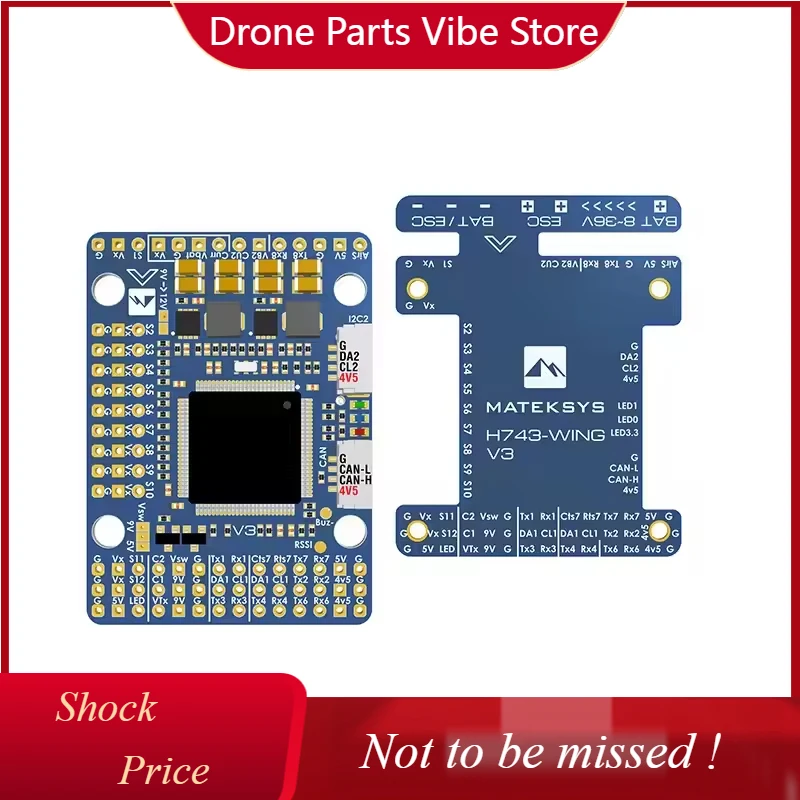 

DPMATEK MATEKSYS Flight Controller H743-WING V3 STM32H743VIT6 Built-in OSD Blackbox 3~8S LiPo for RC Multirotor Airplane