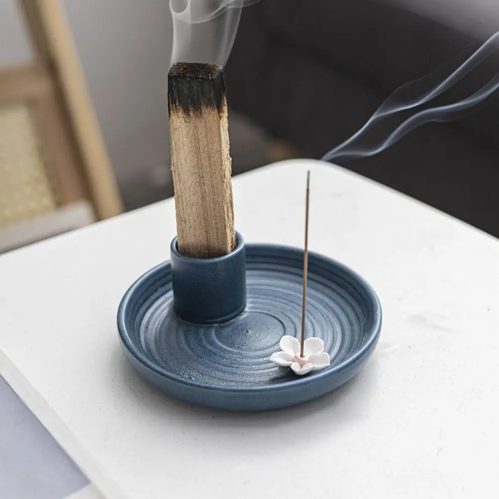 European Style Ceramic Aromatherapy Furnace Simple Unique Round Sacred Wood Stand High-grade Line Incense Holder