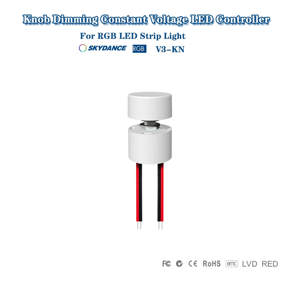 

Skydance V1-KN V2-KN V3-KN DC5-24V Rotary knob 3A PWM LED Dimmer Switch Controller For Single/Dual Color RGB LED Strip Light