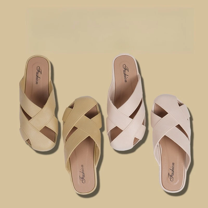 

Fashionable Women Slip On Sandals Comfortable Lightweight Retro Design Non Blistering Casual Summer Shoes