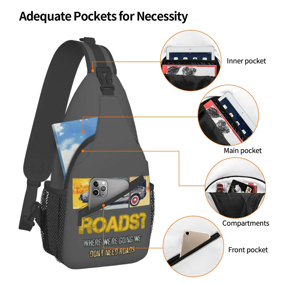 Zurück zu den zukünftigen Auto Cross body Schulter taschen Mode Brusttasche Schulter rucksack Tages rucksack zum Wandern Reisen Radfahren Schulranzen