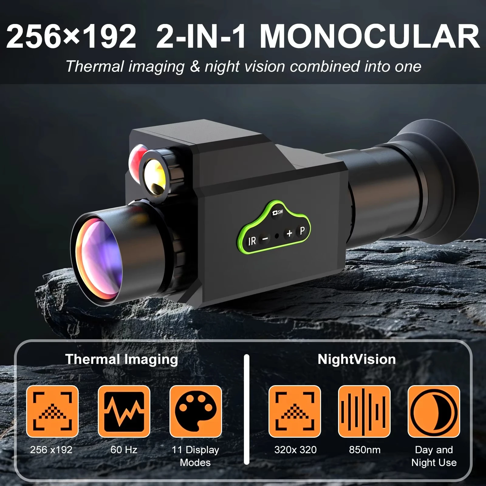 HD Thermal Imaging Monocular Night Vision Camera Head Mounted Sight for Hunting Outdoor Use
