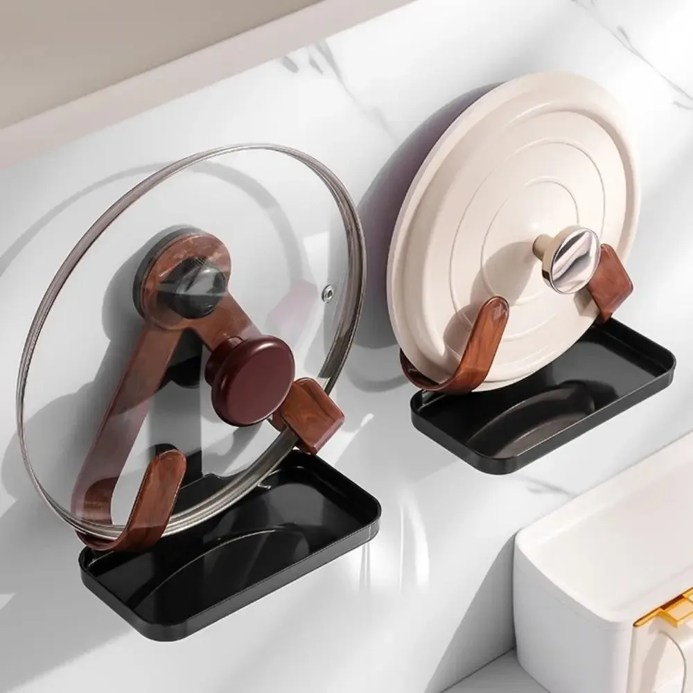 

Suction Cup Pot Lid Rack Adjustable with Draining Tray Pot Cover Drain Holder Space Saving Punch-free Pot Lid Bracket Kitchen