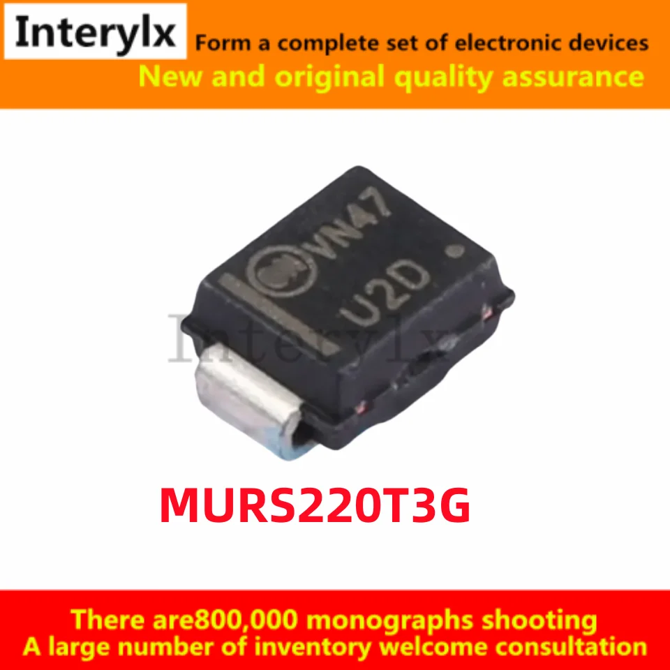 10-50Pcs/Lot Brand new original MURS220T3G MURS220 MURS220T3 silk-print U2D 2A/200V fast recovery/high efficiency diode SMB