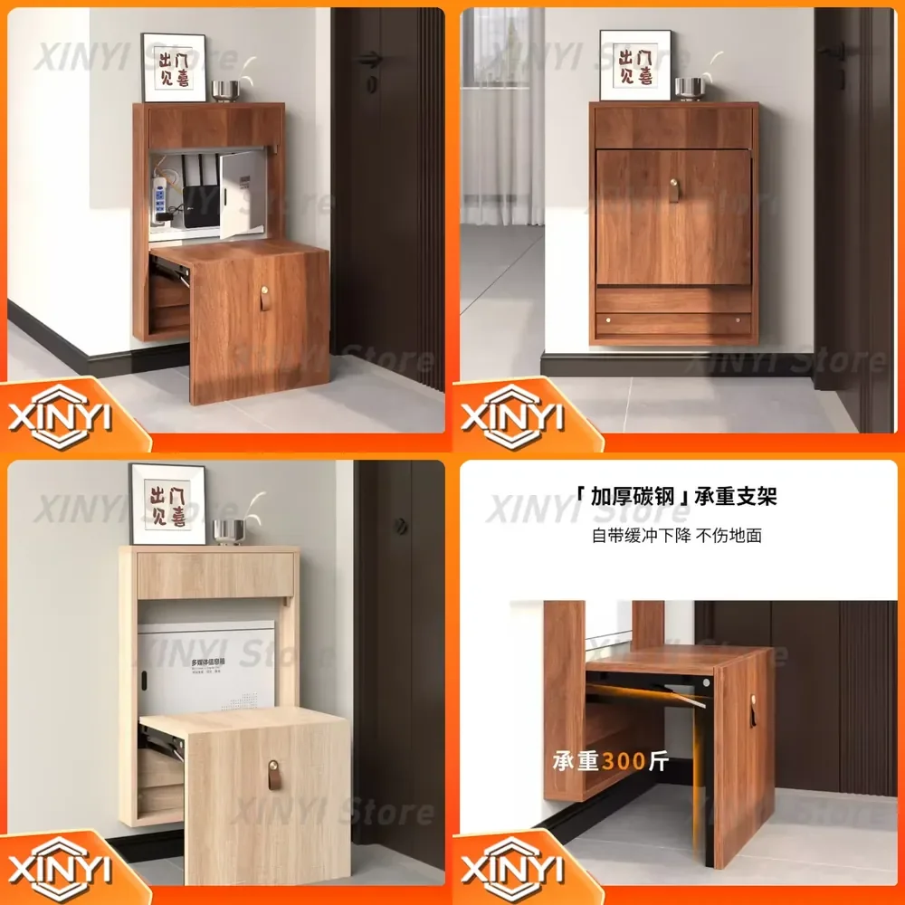 Wood Folding Wall Mounted Shoe Bench for Home Furniture Telescopic Entryway Stool Space Saving Multimedia Electrical Box