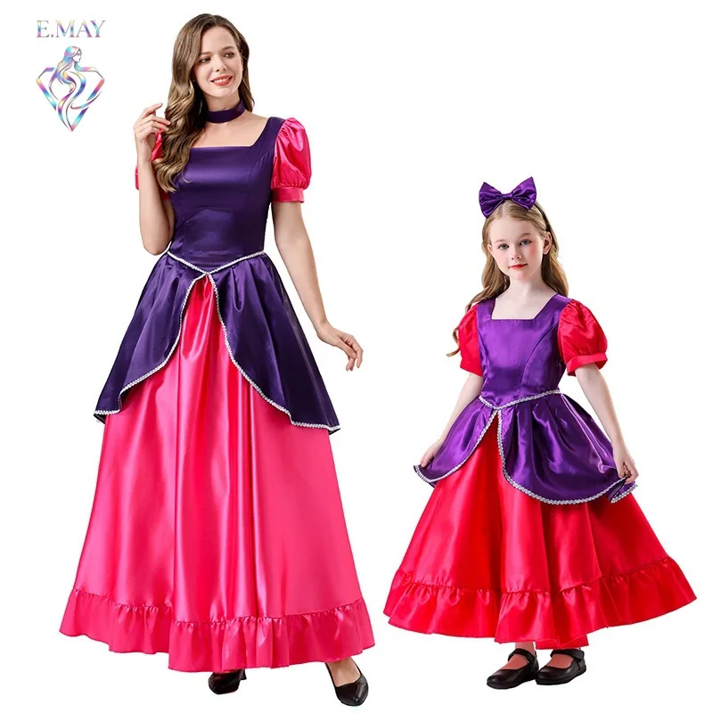 

New Arrival Tea Party Performance Halloween Costume Women's Vintage Court Purple Long Dress Princess Parent-Child Matching Ou...