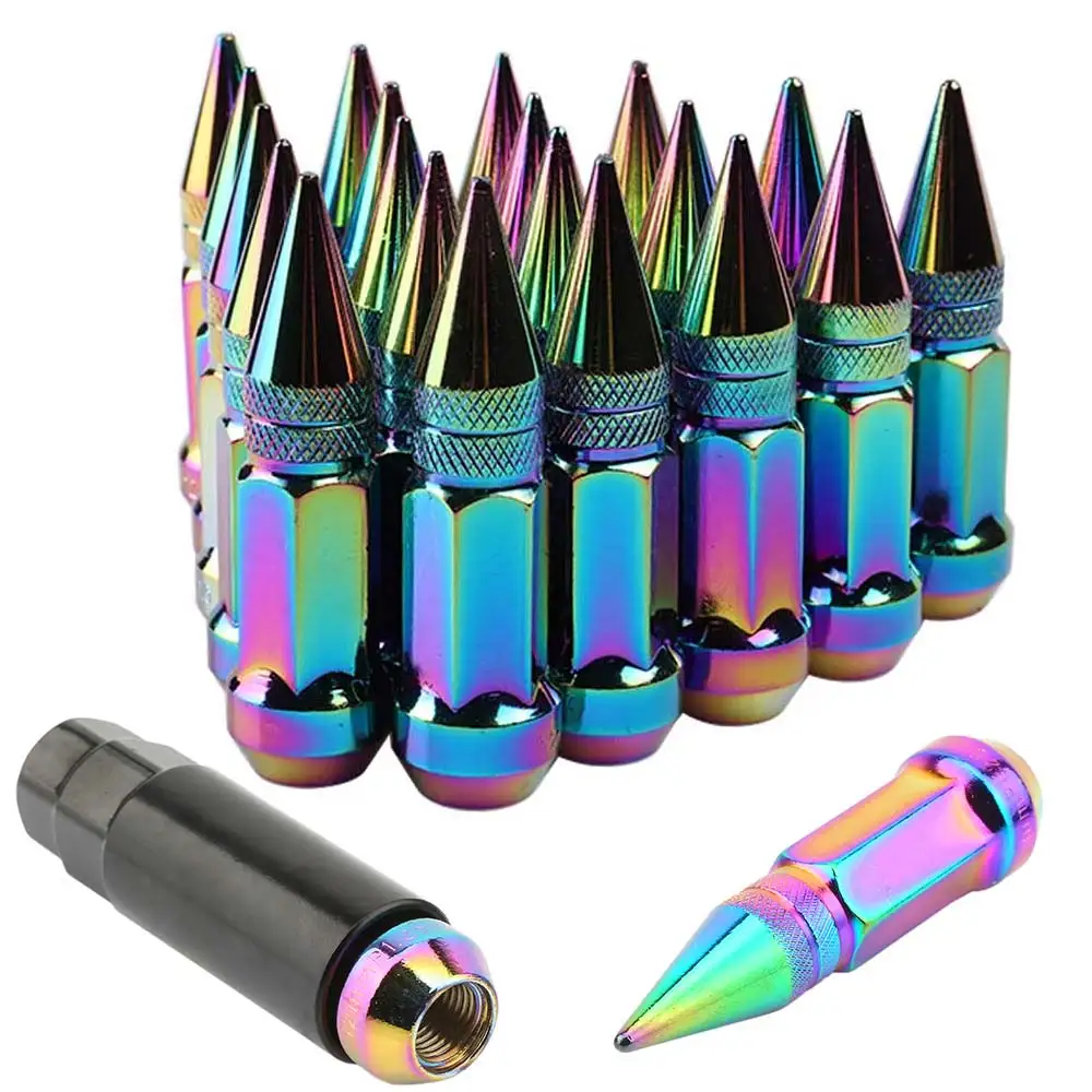 20 pcs 1.5 Steel neo chrome wheels lug nuts with spiked M12 x 1.25 Universal wheel bolt and nut Spiked wheel lock nut