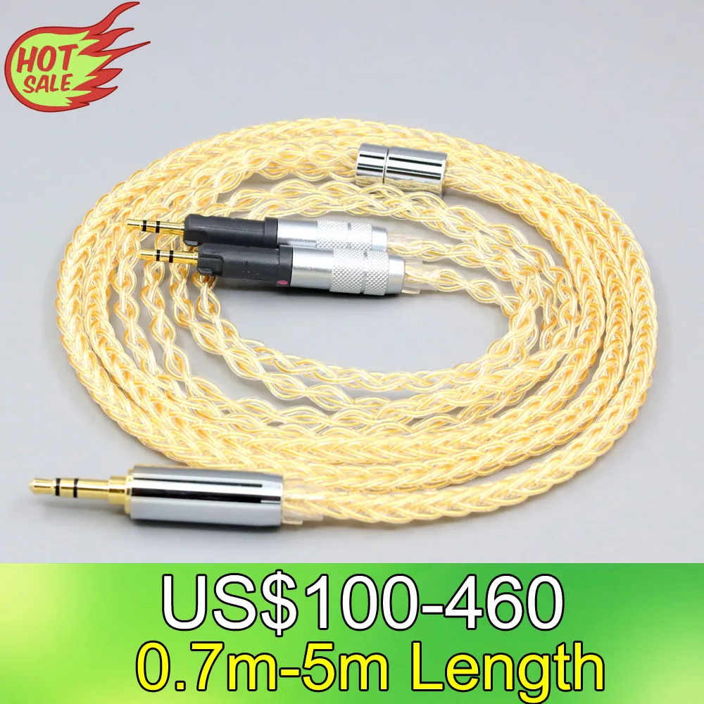 LN008434 8 Core 99% 7n Pure Silver 24k Gold Plated Earphone Cable For Audio-Technica ATH-R70X headphone