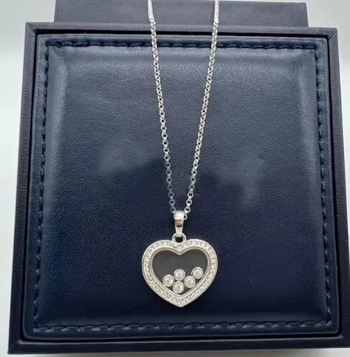 Hot selling new 925 sterling silver heart-shaped necklace for women's fashion luxury brand jewelry party Christmas gift