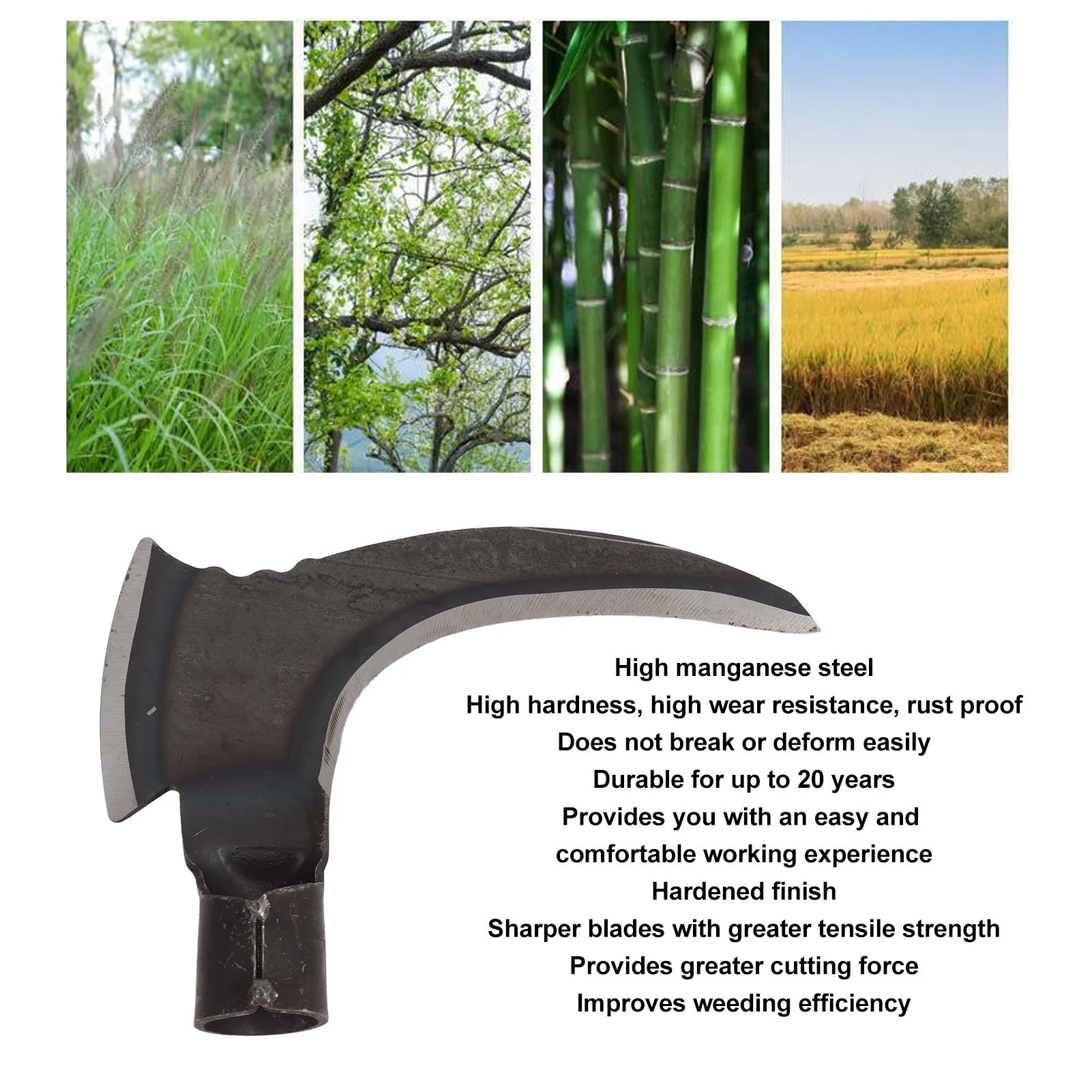 High Manganese Steel Double Scythe Multifunctional Mowing Cutting Trees Double Sickle for Gardening Tools Double Scythe