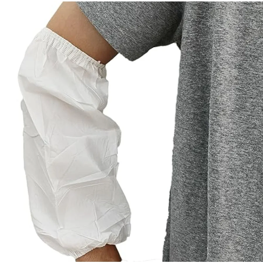 

ZMDREAM Hazmat Sleeves Covers Arm Protector with Elasticated Ends White for Painting Tatoo Cleaning 13/16 inches