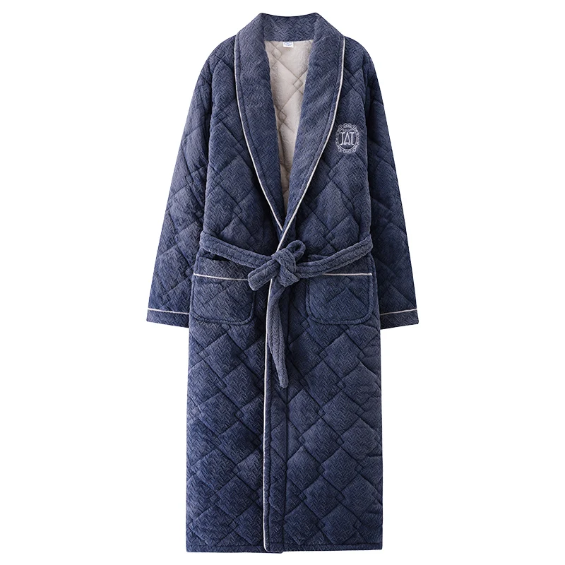 ใหม่ล่าสุดผู้ชาย Robe 3 ชั้นคลิปเสื้อคลุมอาบน้ําผ้าฝ้ายชาย Dressing Gown Pijamas Hombre