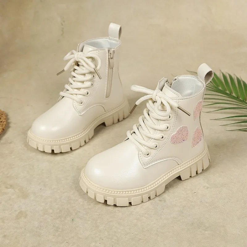 Kids Short Boots Korean Style Versatile Children Leather Boots Fashion Side Zipper 2026 Autumn New Girls Princess Boots Soft