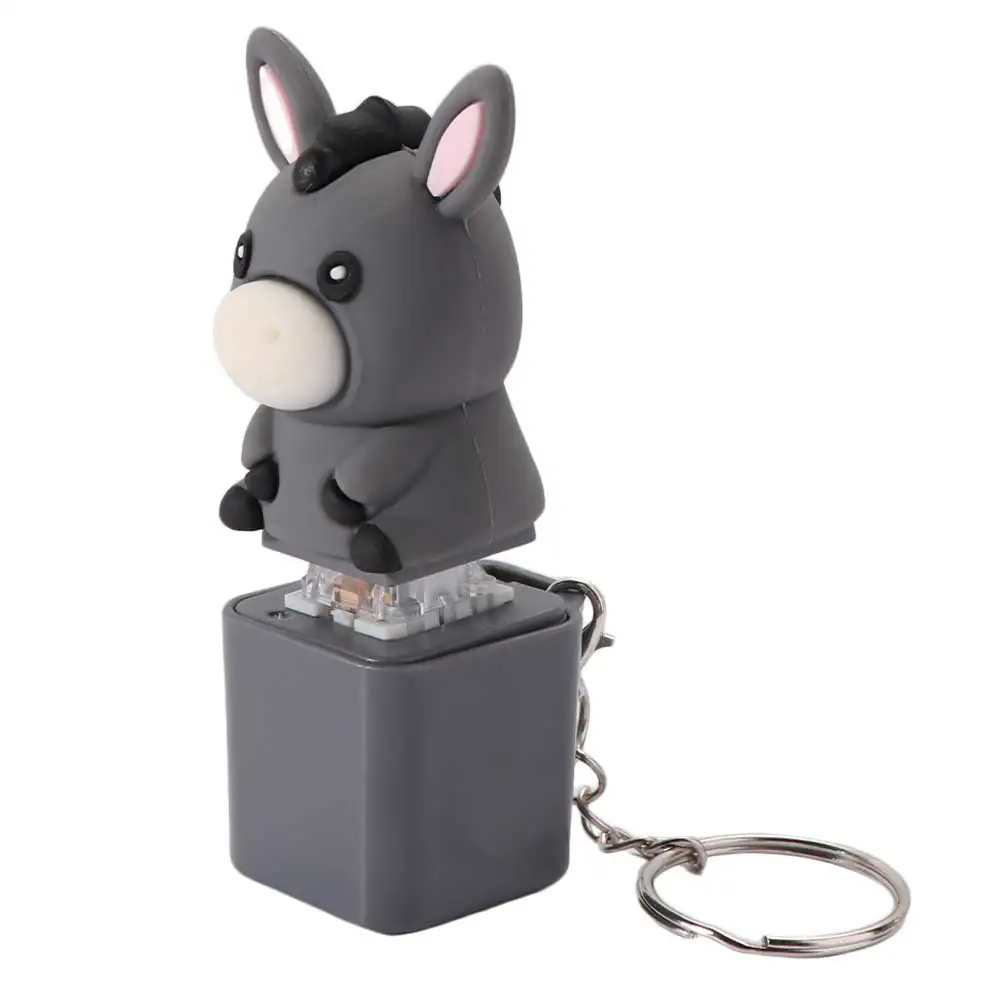 Flash Effects Monkey Button Keychain Colorful Lights with LED Pigeon Voice Key Ring Fidget Sensory Design Lamb Sounds Pendant