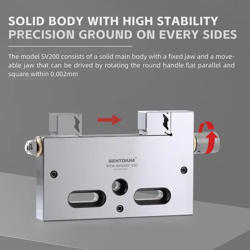 Precision Stainless Steel WEDM Workholding Manual Vise with Clamping Range 50mm SV200-50