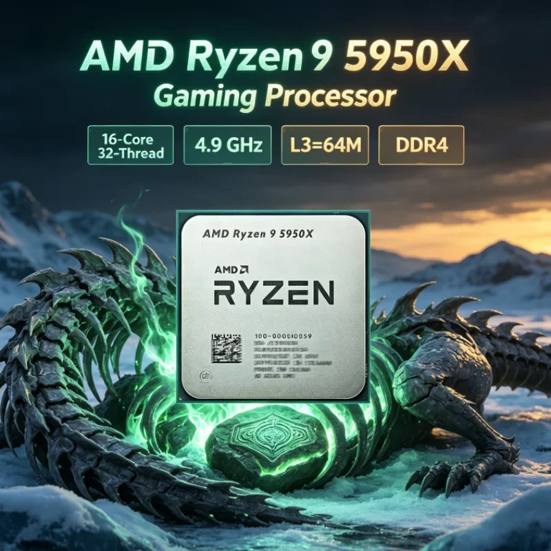 AMD Ryzen 9 5950X UP to 4.9GHz L3=64M Socket AM4 Gaming CPU 3.4 GHz but without cooler DDR4 16-Core 32-Thread 105W