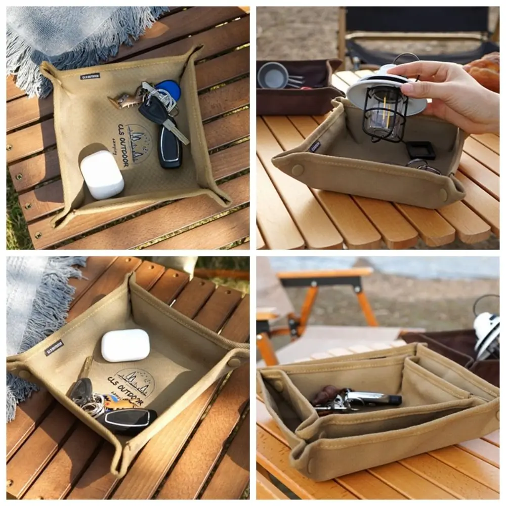 

Clutter-Free Camping Organizer Tray Oxford Cloth Compact Folding Storage Tray Desktop Square Outdoor Tray Sundry