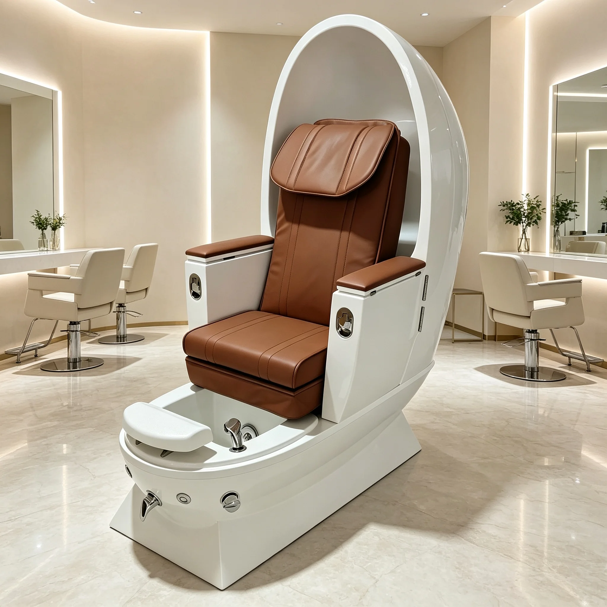 Egg Shape Luxury Pedicure Spa Chair Salon Foot Massage Chair Modern Beauty Nail Salon Pedicure Station With Foot Basin